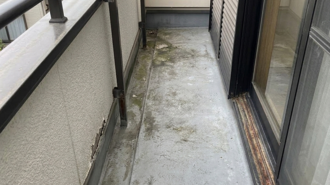 ベランダの雨漏り修理ビフォー